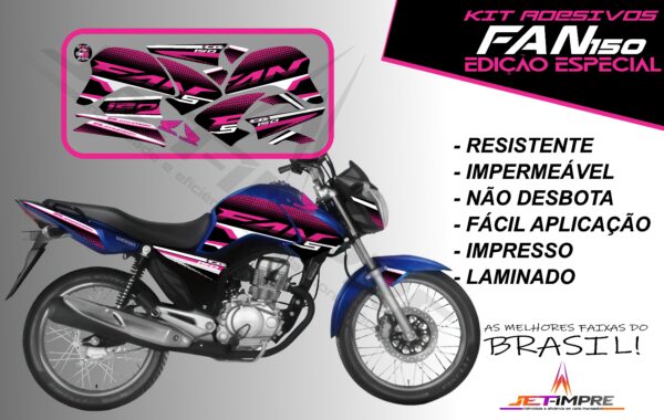 kit adesivo fan 150 2014-edição especial (moto azul) - Imagem 11