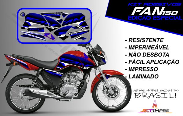 kit adesivo fan 150 2014-edição especial (moto vermelha) - Imagem 3