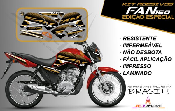 kit adesivo fan 150 2014-edição especial (moto vermelha) - Imagem 12