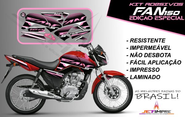 kit adesivo fan 150 2014-edição especial (moto vermelha) - Imagem 13