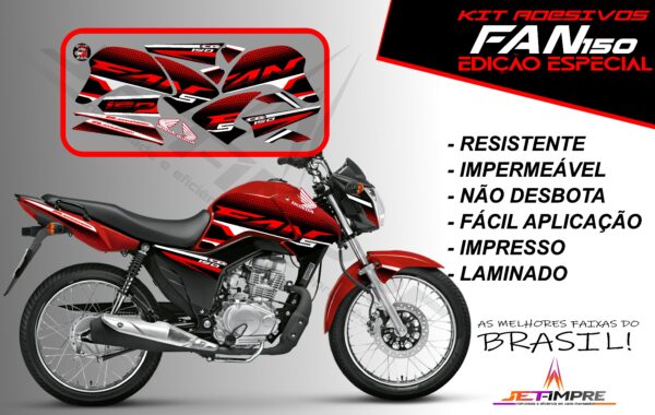 kit adesivo fan 150 2014-edição especial (moto vermelha) - Imagem 18