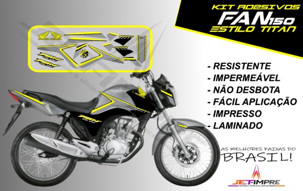 kit adesivos fan 150 2014- estilo titan (moto prata) - Imagem 2