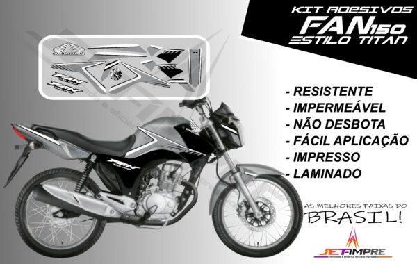 kit adesivos fan 150 2014- estilo titan (moto prata) - Imagem 4