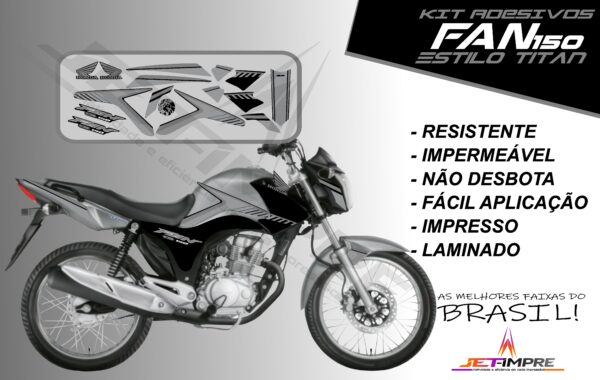kit adesivos fan 150 2014- estilo titan (moto prata) - Imagem 7