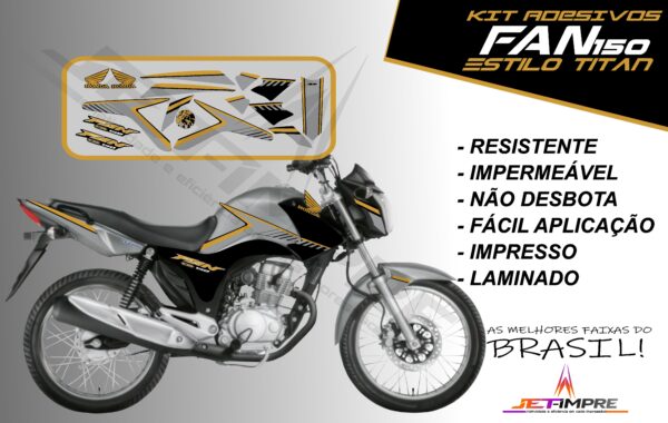 kit adesivos fan 150 2014- estilo titan (moto prata) - Imagem 12
