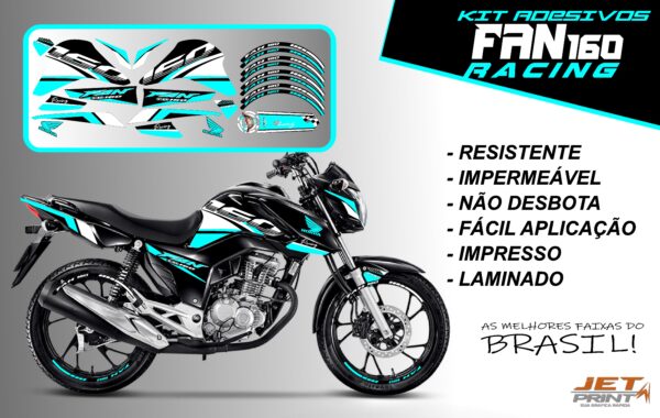 kit adesivos fan 160 2022-racing (moto preta) - Imagem 5