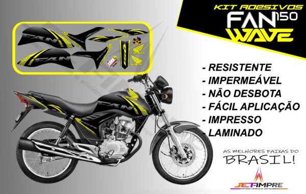 kit adesivos fan 150 2012 a 2013-wave (moto prata) - Imagem 2