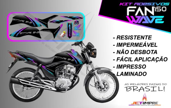 kit adesivos fan 150 2012 a 2013-wave (moto prata) - Imagem 9